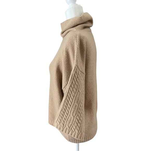 MaxMara Size Small Tan Wool Cashmere Funnel Neck Boxy Short Sleeve Knit Sweater - Picture 2 of 13